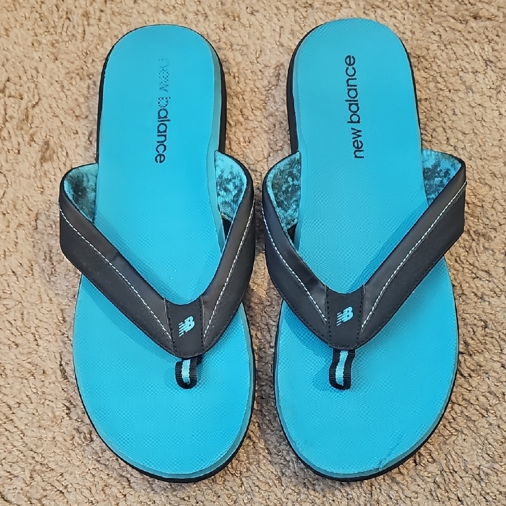 New Balance Aqua and Black Flip Flops